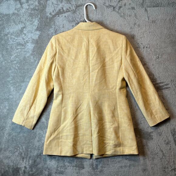Ann Taylor Crosshatch Long Blazer Size 0 Yellow New Office Work Career - Picture 4 of 7
